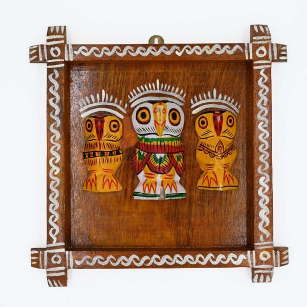 Wooden Frame 3 Owl White Yellow Big