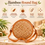 Bamboo Round Bag for Women Handwoven Sling Bag - Image 3