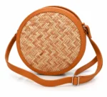 Bamboo Round Bag for Women Handwoven Sling Bag