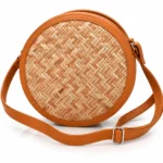 Bamboo Round Bag for Women Handwoven Sling Bag