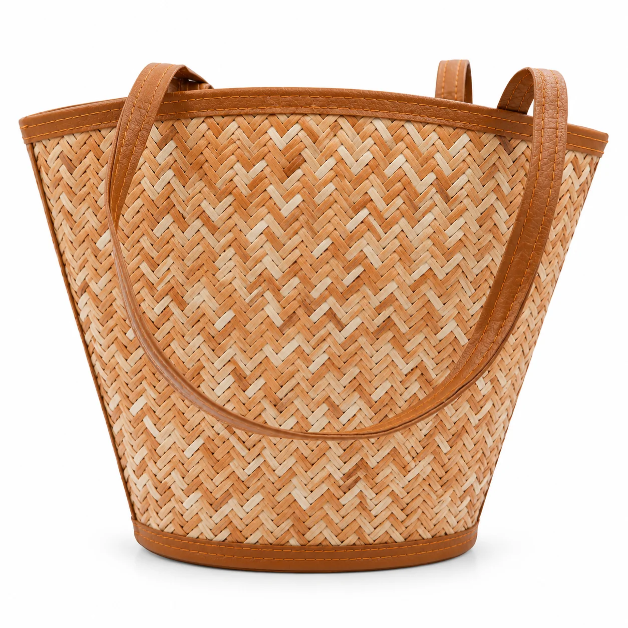 bucket medium Bamboo Bucket Medium Bag for Women Handmade Look for Shopping & Travel - Image 1
