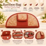 Bamboo Party Bag for Women Stylish Woven Handbag - Image 4