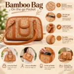 Bamboo Bag On the Go Pocket for Women Stylish Woven Bag - Image 5