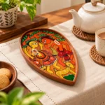 Small Wooden Decorative Tray Hand Painted with Traditional Indian Folk Art Design - Image 2