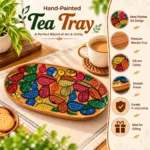 Small Wooden Decorative Tray Hand Painted with Colorful Bird Folk Art Design - Image 3