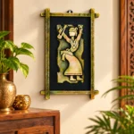 TeeraBengali Baul Folk Art Wall Decor with Rustic Wooden Border (25X30 cm) - Image 2