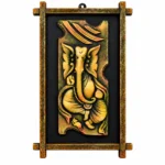 Lord Ganesha Wall Hanging with Wooden Frame for Home Interiors (28X44 cm)
