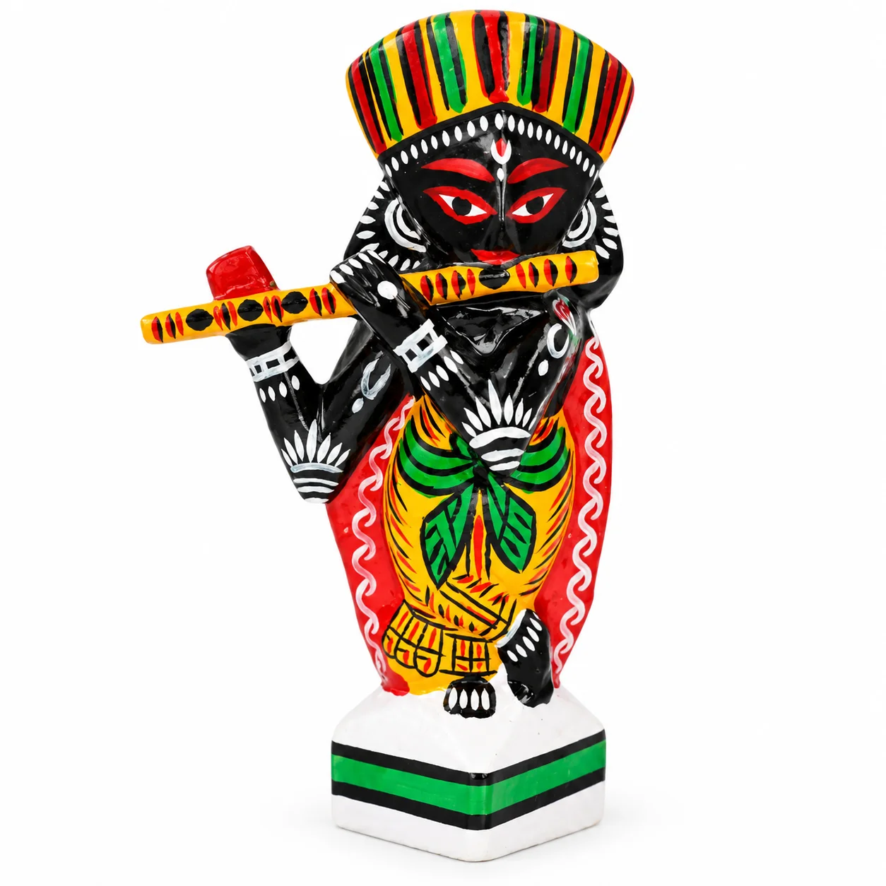 Black lord krishna 1 Handcrafted Black Lord Krishna Playing Flute Statue | Traditional Indian Folk Art Decorative Idol for Home Décor, Pooja Room, Living Room & Gifting - Image 1