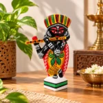 Handcrafted Black Lord Krishna Playing Flute Statue | Traditional Indian Folk Art Decorative Idol for Home Décor, Pooja Room, Living Room & Gifting - Image 2