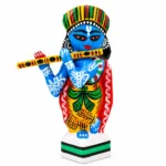Handcrafted Blue Lord Krishna Playing Flute Statue | Traditional Indian Folk Art Decorative Idol for Home Décor, Pooja Room, Living Room & Gifting