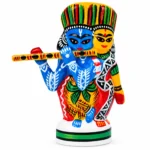 Lord Krishna Radha Handpainted Wooden Figurine, Traditional Indian Art Decorative Idol for Home Temple Living Room Pooja Room Office Décor and Gifting