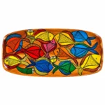 Patachitra Wooden Fish Tray Handcrafted Colorful Fish Motif Decorative Serving Tray for Tea Snacks Dining Table Home Décor (Size--30X18cm)