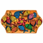 Patachitra Wooden Small Tray with Handle Handcrafted Fish Motif Decorative Serving Tray for Tea Snacks Home Office Table Décor(Size--27X16 cm)