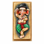 Teracota Ganesha Table Stand Decorative Relief Plaque | Colourful Dancing Lord Ganesha Wall Art for Pooja Room, Mandir, Home and Office Décor 10X4 cm
