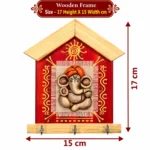 Teracota Wall Key Hanger Ganesha Design with 3 Metal Hooks | Red Ganpati Wall Mounted Key Holder for Home Entrance, Pooja Room, Mandir & Office Décor (17X15 cm) - Image 4