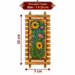 Teracota Flower Frame Wall Décor | Handmade Floral Relief Wall Art with Wooden Frame for Living Room, Bedroom, Office and Home Decoration 7X15 cm - Image 5