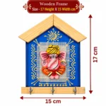 Teracota Wall Key Hanger Ganesha Design with 3 Metal Hooks | 17X15 cm Blue Ganpati Wall Mounted Key Holder for Home Entrance, Pooja Room, Mandir and Office Décor - Image 4