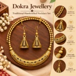 Choker Hansuli Necklace Set for Women, Antique Gold Finish Traditional Beaded Hansuli Choker with Matching Jhumka Earrings, Ethnic Jewellery for Wedding and Festive Wear - Image 3