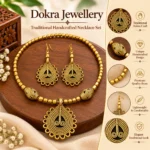 Choker Pearl Drop Necklace Set for Women, Antique Gold Finish Filigree Choker with Matching Earrings, Traditional Ethnic Jewellery for Wedding and Festive Wear - Image 3