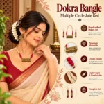 Handcrafted Antique Gold Necklace Set with Red Thread, Brass Pendant and Matching Earrings for Women - Image 2
