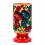 Patachitra Wooden Pen Holder Handcrafted Fish Motif Decorative Desk Organizer Pen Pencil Stand for Home Office Study Table (Size-12X6 cm)