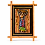 Teracota Wall Décor Cross Frame (Lady with Basket) | Traditional Indian Folk Art Wall Hanging for Living Room, Bedroom, Office and Home Decoration 10x13 cm