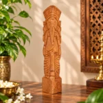 Handcrafted Wooden Lord Ganesha Idol 18 Inch, Traditional Hindu God Ganesh Statue for Home Temple, Living Room & Office Decor - Image 2