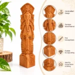 Handcrafted Wooden Lord Ganesha Idol 18 Inch, Traditional Hindu God Ganesh Statue for Home Temple, Living Room & Office Decor - Image 3