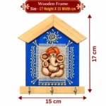 Teracota Wall Key Hanger Ganesha Design with 3 Metal Hooks | (17X15 cm) Ganpati Wall Mounted Key Holder for Home Entrance, Pooja Room, Mandir & Office Décor - Image 4
