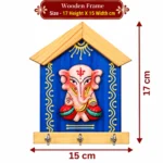 Teracota Wall Key Hanger Ganesha Design with 3 Metal Hooks | Traditional Blue Ganpati Wall Mounted Key Holder for Home Entrance, Pooja Room and Office Décor 17X15 cm - Image 4