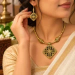 Diamond Flower Choker Necklace Set for Women, Antique Gold Finish Floral Filigree Jewellery Set with Matching Earrings for Festive, Wedding and Party Wear - Image 3