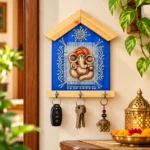 Teracota Wall Key Hanger Ganesha Design with 3 Metal Hooks | (17X15 cm) Ganpati Wall Mounted Key Holder for Home Entrance, Pooja Room, Mandir & Office Décor - Image 3