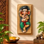 Teracota Ganesha Table Stand Decorative Relief Plaque | Colourful Dancing Lord Ganesha Wall Art for Pooja Room, Mandir, Home and Office Décor 10X4 cm - Image 2