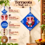 Teracota Dangler Ganesha Wall Hanging Decorative Idol for Home, Pooja Room and Mandir Décor 4X4 cm - Image 3