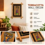 Teracota Wall Décor Cross Frame (Lady with Basket) | Traditional Indian Folk Art Wall Hanging for Living Room, Bedroom, Office and Home Decoration 10x13 cm - Image 3