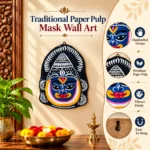 Indian Folk Art Paper Pulp Wall Mask with Hand-Painted Design - Image 2