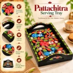 Hand-Painted Wooden Serving Tray with Colorful Bird & Floral Folk Art Design - Image 3