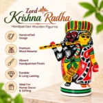 Handcrafted Lord Krishna Radha Wooden Figurine | Traditional Indian Hand-Painted Couple Statue for Home Décor, Pooja Room, Living Room & Gifting - Image 2