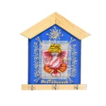 Teracota Wall Key Hanger Ganesha Design with 3 Metal Hooks | 17X15 cm Blue Ganpati Wall Mounted Key Holder for Home Entrance, Pooja Room, Mandir and Office Décor