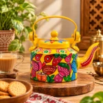 Colorful Handcrafted Aluminium Kettle with Patachitra Inspired Artwork - Image 2