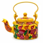 Artistic Aluminium Kettle with Hand-Painted Traditional Indian Folk Motifs