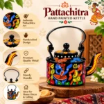 Kettle with Hand-Painted Patachitra Style Indian Folk Art Design - Image 3