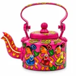 Hand-Painted Aluminium Tea Kettle with Traditional Indian Patachitra Artwork