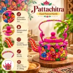 Hand-Painted Aluminium Tea Kettle with Traditional Indian Patachitra Artwork - Image 2