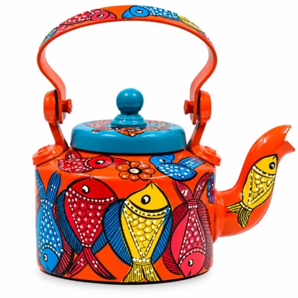 Patachitra Style Painted Aluminium Kettle for Traditional Home Décor