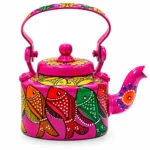 Decorative Aluminium Kettle with Vibrant Indian Folk Art Patachitra Design