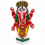 Handcrafted Lord Ganesha Wooden Statue 8 Inch | Traditional Indian Folk Art Ganpati Idol for Home Décor, Pooja Room & Gifting