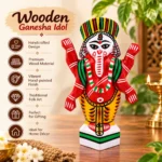 Handcrafted Lord Ganesha Wooden Statue 8 Inch | Traditional Indian Folk Art Ganpati Idol for Home Décor, Pooja Room & Gifting - Image 2