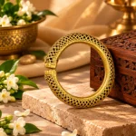 Bangle 1 Net Design Gold Finish Statement Bracelet for Women, Elegant Traditional Fashion Jewellery for Festive Wear, Party and Gifting - Image 2