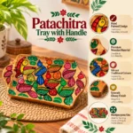 Patachitra Wooden Small Tray with Handle Handcrafted Fish Motif Decorative Serving Tray for Tea Snacks Home Office Table Décor (Size--27X16 cm) - Image 3